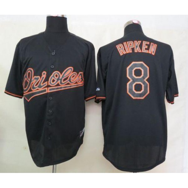 Orioles #8 Cal Ripken Black Fashion Stitched Jersey