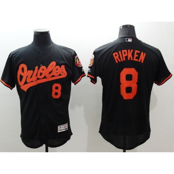 Orioles #8 Cal Ripken Black Flexbase Authentic Collection Stitched Jersey