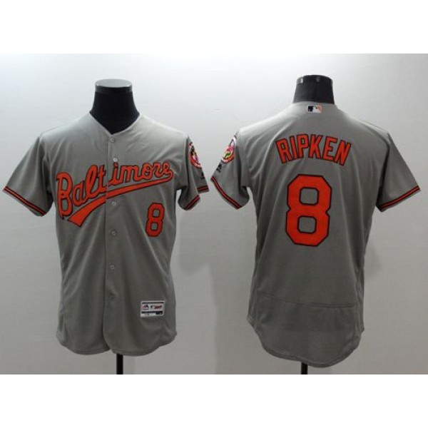 Orioles #8 Cal Ripken Grey Flexbase Authentic Collection Stitched Jersey