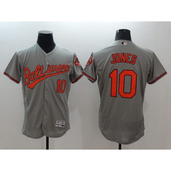 Orioles #10 Adam Jones Grey Flexbase Authentic Collection Stitched Jersey