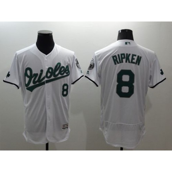 Orioles #8 Cal Ripken White Celtic Flexbase Authentic Collection Stitched Jersey