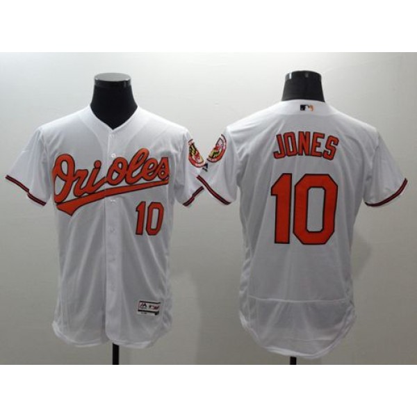 Orioles #10 Adam Jones White Flexbase Authentic Collection Stitched Jersey
