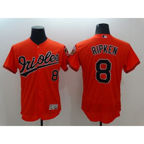 Orioles #8 Cal Ripken Orange Flexbase Authentic Collection Stitched Jersey