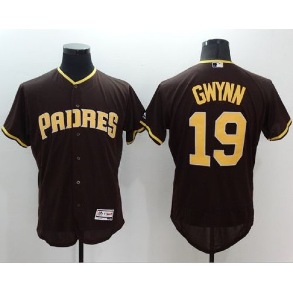 Padres #19 Tony Gwynn Brown Flexbase Authentic Collection Stitched Jersey