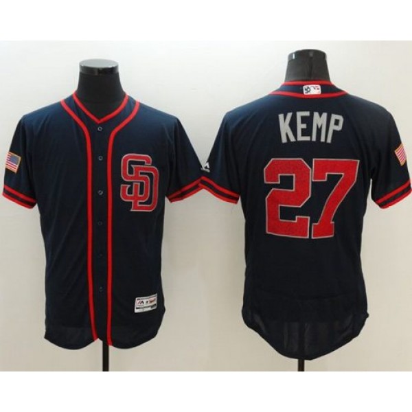 Padres #27 Matt Kemp Navy Blue Fashion Stars Stripes Flexbase Authentic Stitched Jersey