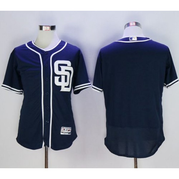 Padres Blank Navy Blue Flexbase Authentic Collection Stitched Jersey