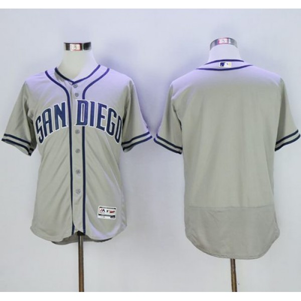 Padres Blank Grey Flexbase Authentic Collection Stitched Jersey