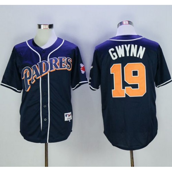 Padres #19 Tony Gwynn Navy Blue 1998 Turn Back The Clock Stitched Jersey