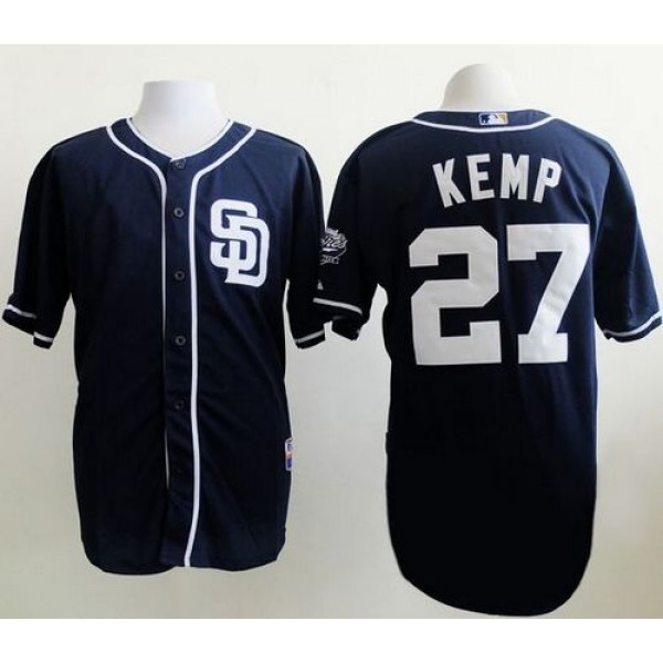 Padres #27 Matt Kemp Dark Blue Alternate 1 Cool Base Stitched Jersey