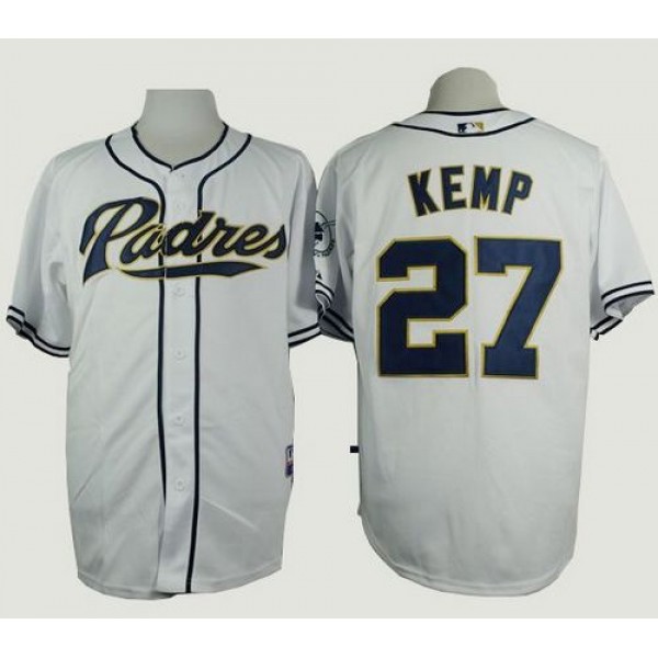 Padres #27 Matt Kemp White Cool Base Stitched Jersey