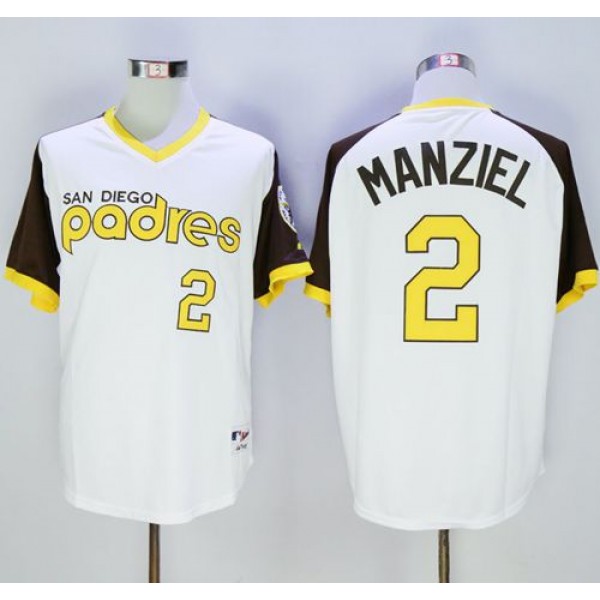 Padres #2 Johnny Manziel White 1978 Turn Back The Clock Stitched Jersey