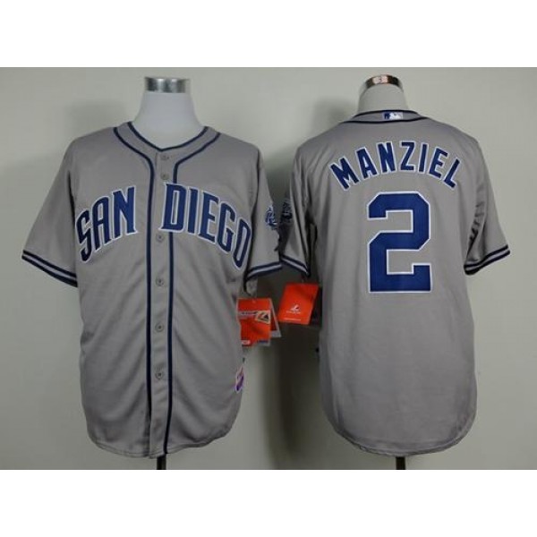 Padres #2 Johnny Manziel Grey Cool Base Stitched Jersey