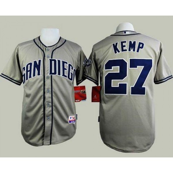 Padres #27 Matt Kemp Grey Cool Base Stitched Jersey