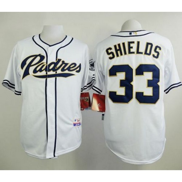 Padres #33 James Shields White Cool Base Stitched Jersey