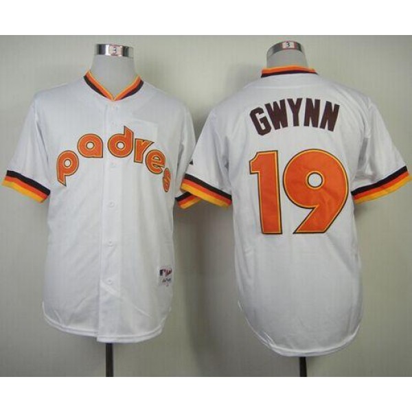Padres #19 Tony Gwynn White 1984 Turn Back The Clock Stitched Jersey