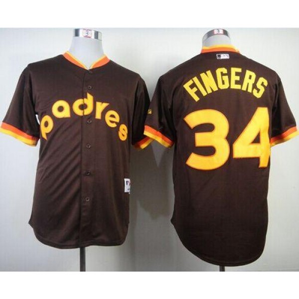 Padres #34 Rollie Fingers Coffee 1984 Turn Back The Clock Stitched Jersey