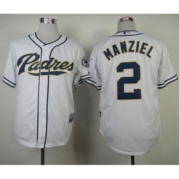 Padres #2 Johnny Manziel White Cool Base Stitched Jersey