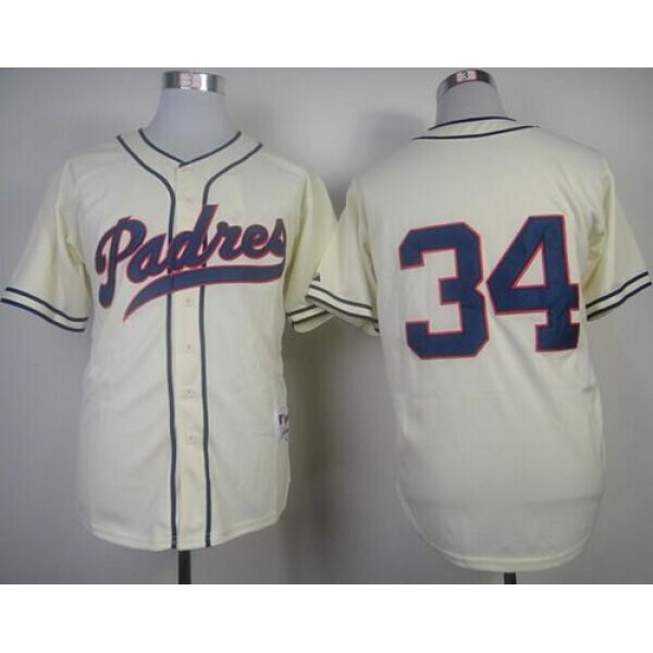 Padres #34 Rollie Fingers Cream 1948 Turn Back The Clock Stitched Jersey