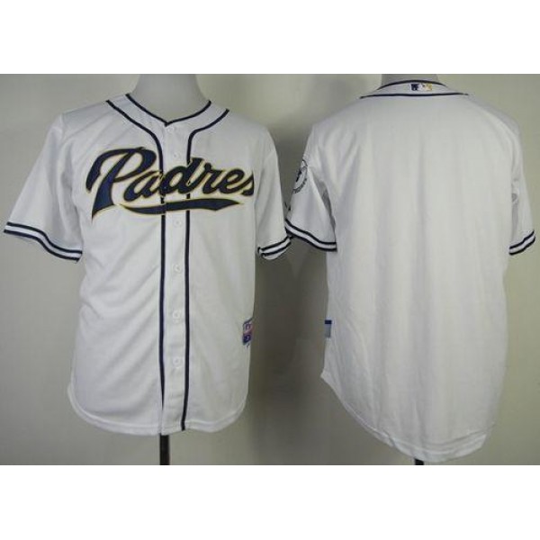 Padres Blank White Cool Base Stitched Jersey