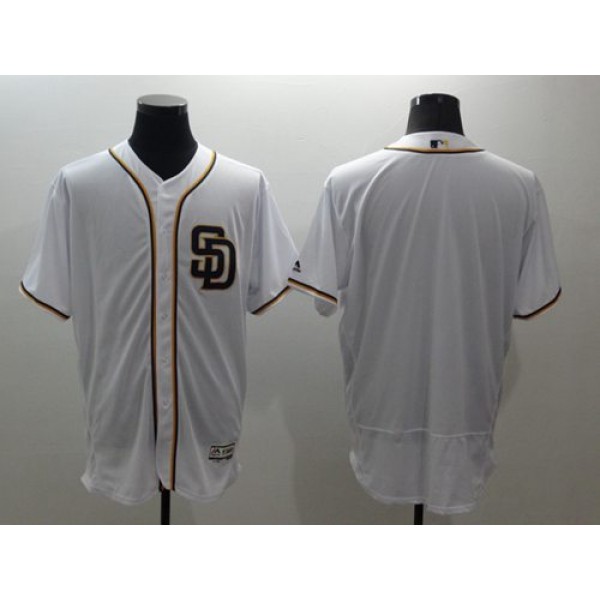 Padres Blank White Flexbase Authentic Collection Stitched Jersey