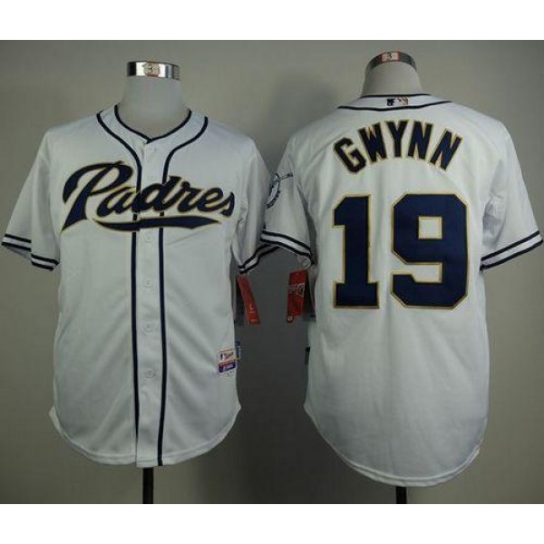 Padres #19 Tony Gwynn White Home Cool Base Stitched Jersey