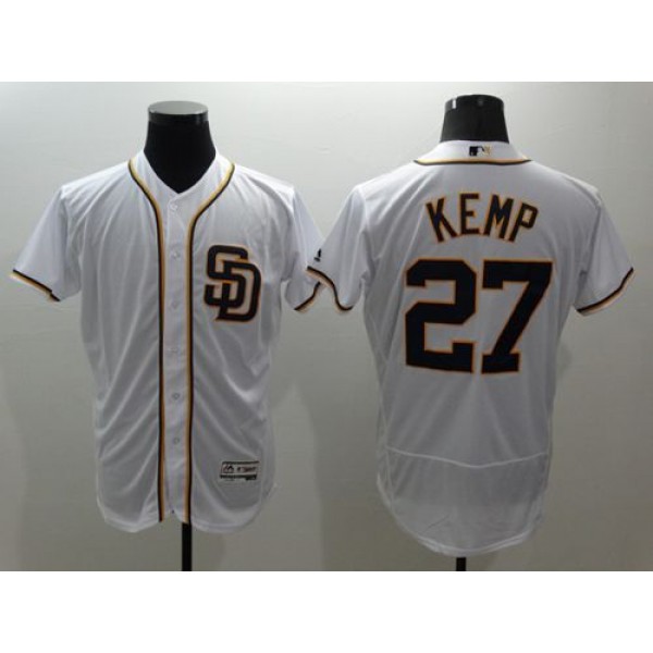 Padres #27 Matt Kemp White Flexbase Authentic Collection Stitched Jersey