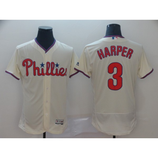 Philadelphia Phillies #3 Bryce Harper Majestic White Flex Base Stitched Jersey