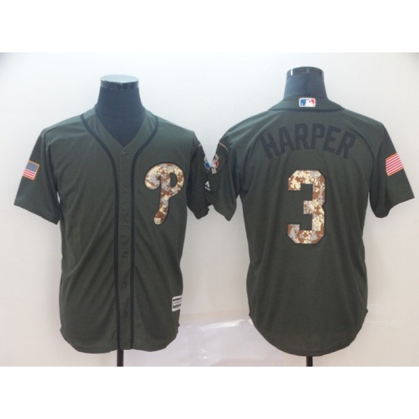 Philadelphia Phillies #3 Bryce Harper Salute To Service Cool Base Stitched Jersey