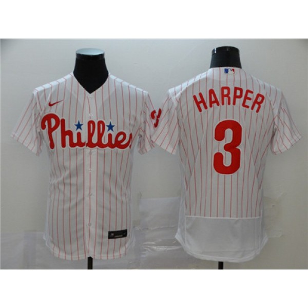 Philadelphia Phillies #3 Bryce Harper White Flex Base Stitched Jersey