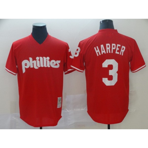 Philadelphia Phillies #3 Bryce Harper Red Cool Base Stitched Jersey
