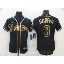 Philadelphia Phillies #3 Bryce Harper Black Golden Stitched Jersey