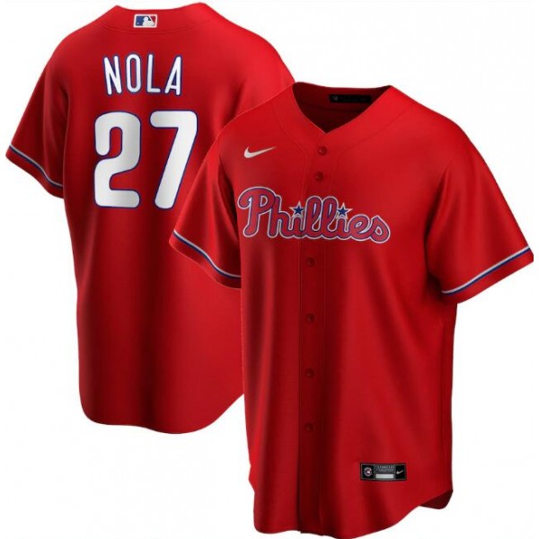 Philadelphia Phillies Red #27 Aaron Nola Cool Base Stitched Jersey