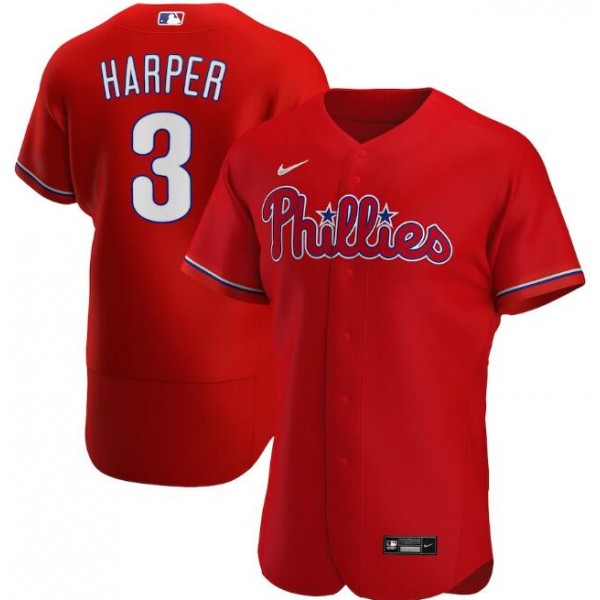 Philadelphia Phillies Red #3 Bryce Harper Flex Base Stitched Jersey