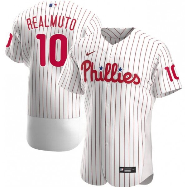 Philadelphia Phillies White#10 J.T. Realmuto Flex Base Stitched Jersey