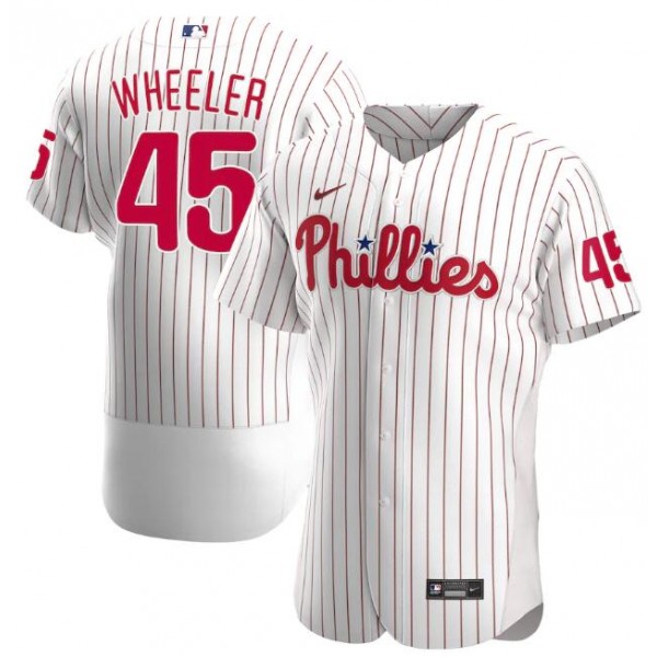 Philadelphia Phillies White#45 Zack Wheeler Flex Base Stitched Jersey