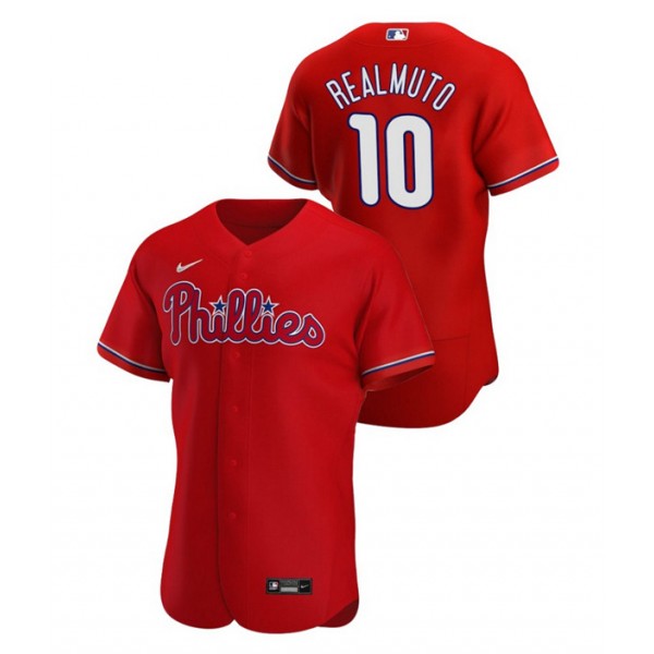Philadelphia Phillies #10 J.T. Realmuto Red Flex Base Stitched Jersey