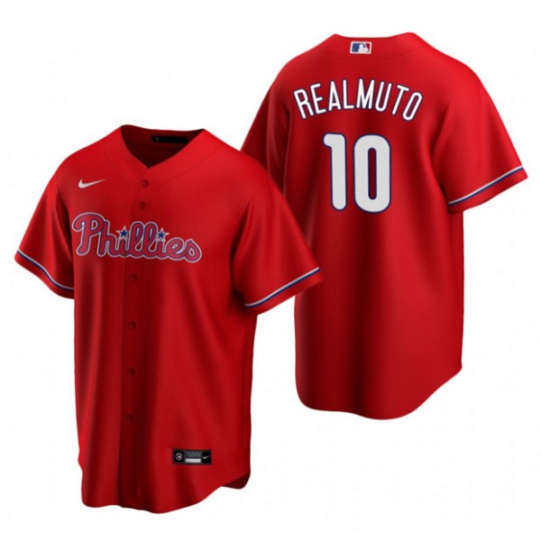 Philadelphia Phillies #10 J.T. Realmuto Red Cool Base Stitched Jersey