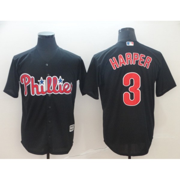 Philadelphia Phillies #3 Bryce Harper Black Cool Base Stitched Jersey
