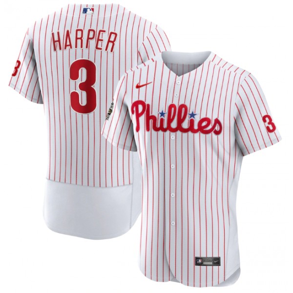 Philadelphia Phillies #3 Bryce Harper White 2022 World Series Flex Base Stitched Baseball Jersey
