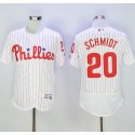 Phillies #20 Mike Schmidt White(Red Strip) Flexbase Authentic Collection Stitched Jersey