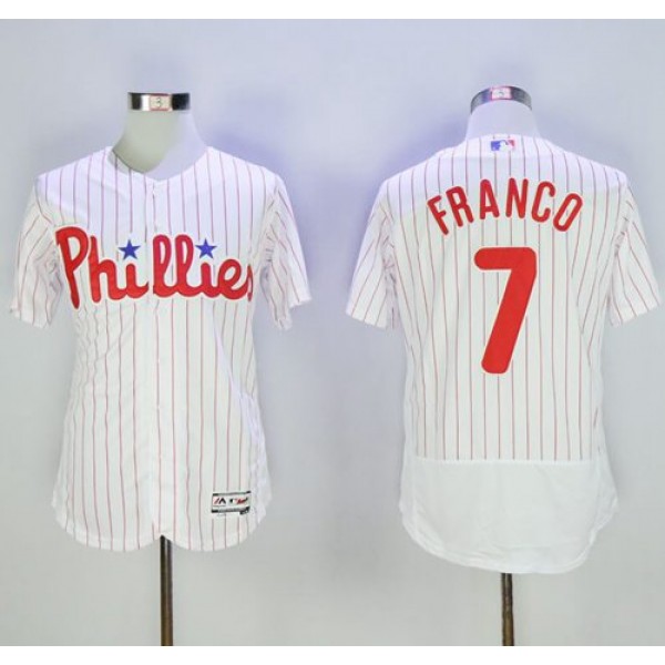 Phillies #7 Maikel Franco White(Red Strip) Flexbase Authentic Collection Stitched Jersey