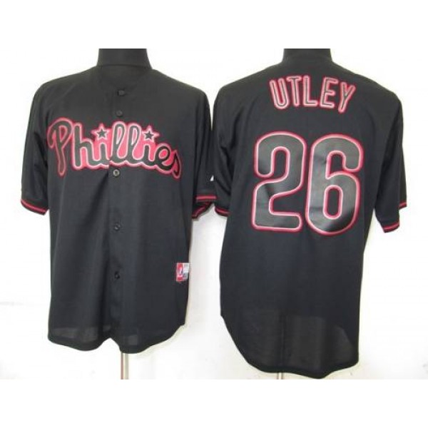 Phillies #26 Chase Utley Black Fashion Stitched Jersey