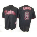 Phillies #9 Domoic Brown Black Fashion Stitched Jersey