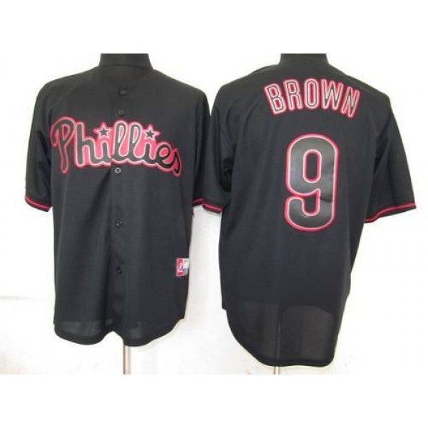 Phillies #9 Domoic Brown Black Fashion Stitched Jersey