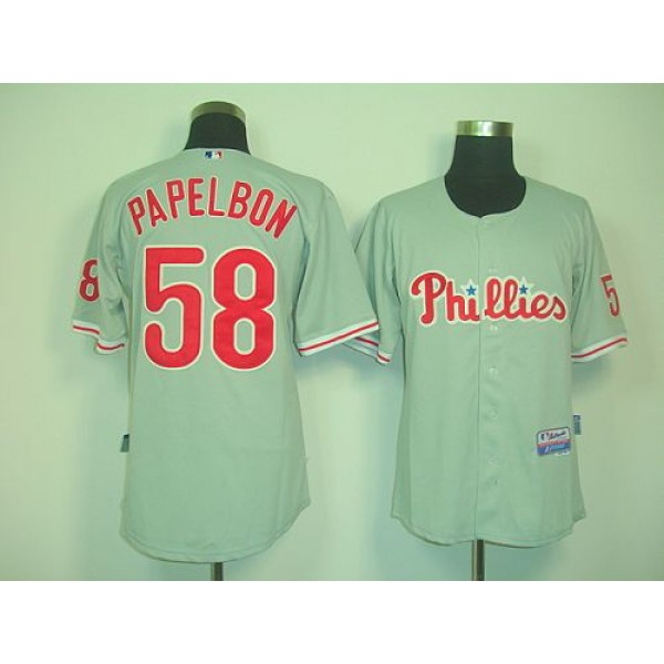 Phillies #58 Jonathan Papelbon Grey Cool Base Stitched Jersey