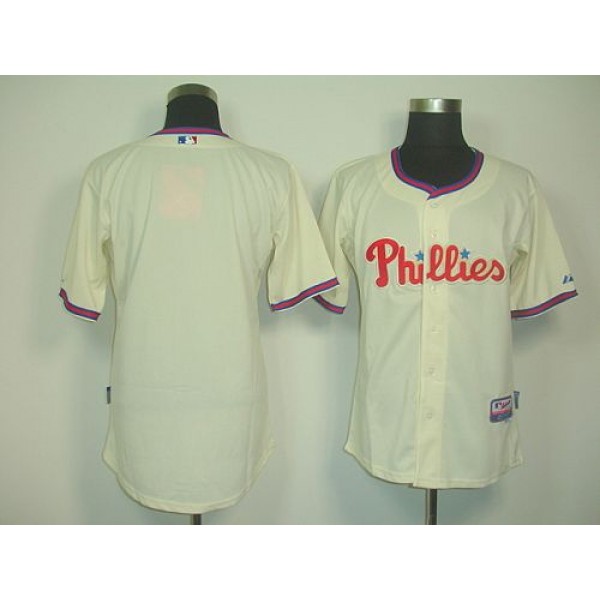 Phillies Blank Cream Cool Base Stitched Jersey
