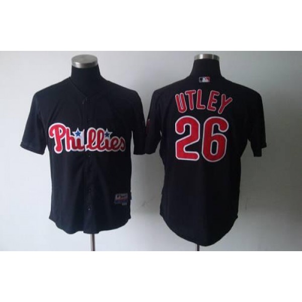 Phillies #26 Chase Utley Black Stitched Jersey