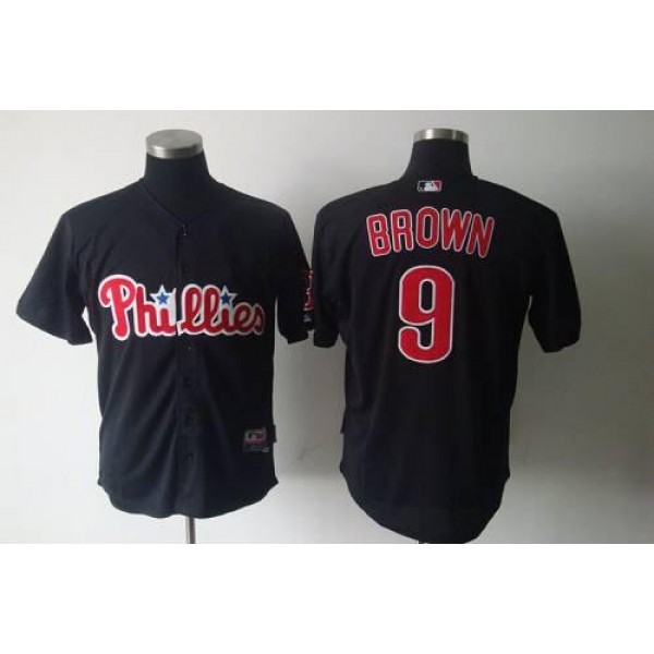 Phillies #9 Domoic Brown Black Stitched Jersey