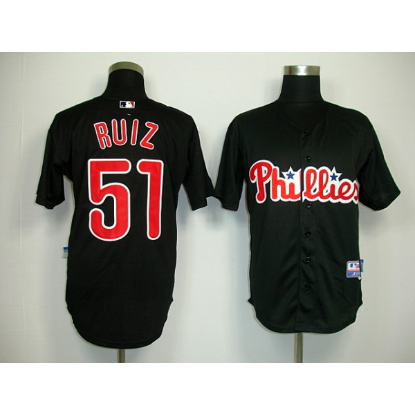 Phillies #51 Carlos Ruiz Black Stitched Jersey