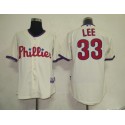 Phillies #33 Cliff Lee Cream Stitched Jersey